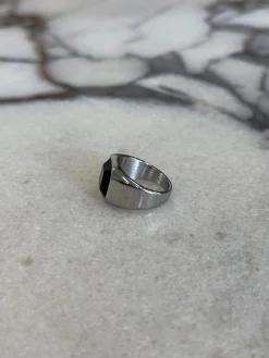 Stone Signet Ring Black/Silver