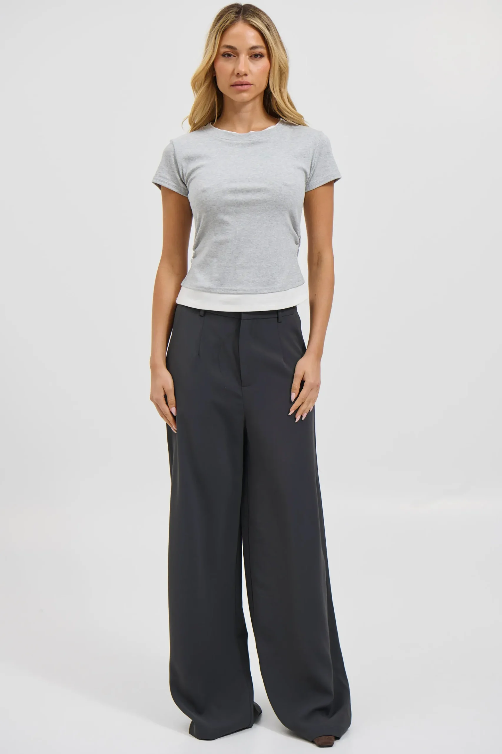 Sunday Layered Tee Grey