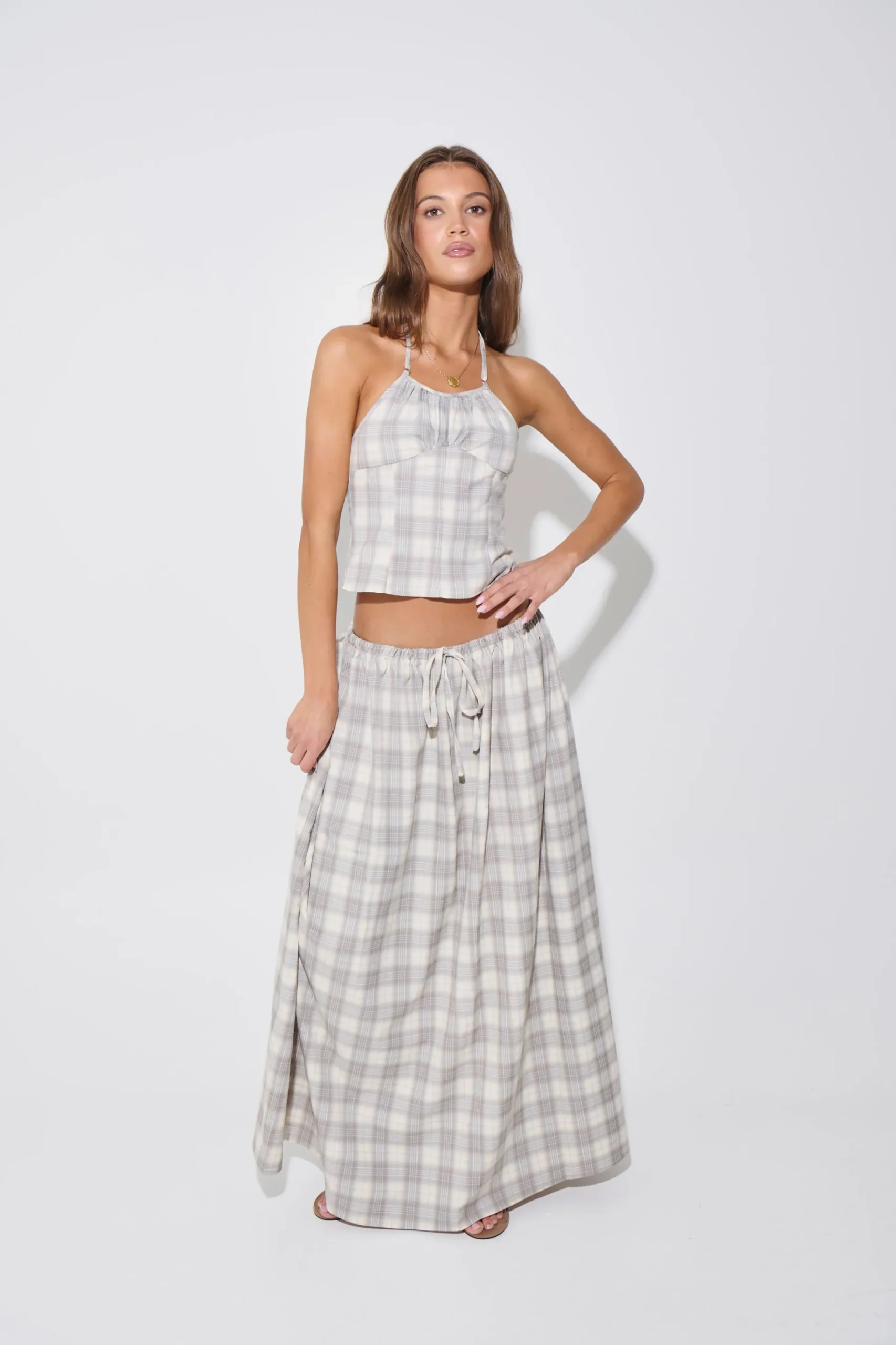 Sweet Escape Cami Smoke Plaid