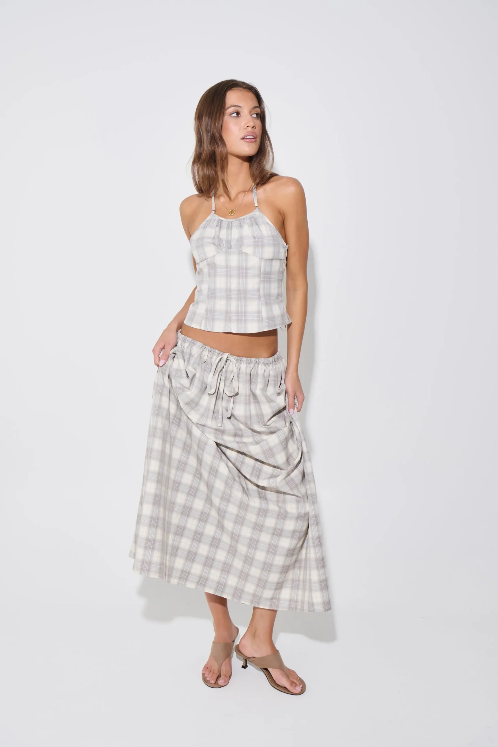 Sweet Escape Cami Smoke Plaid