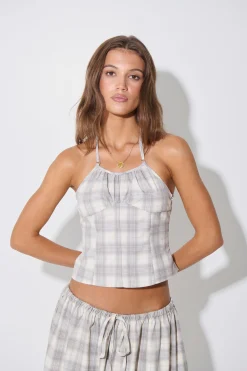 Sweet Escape Maxi Skirt Smoke Plaid