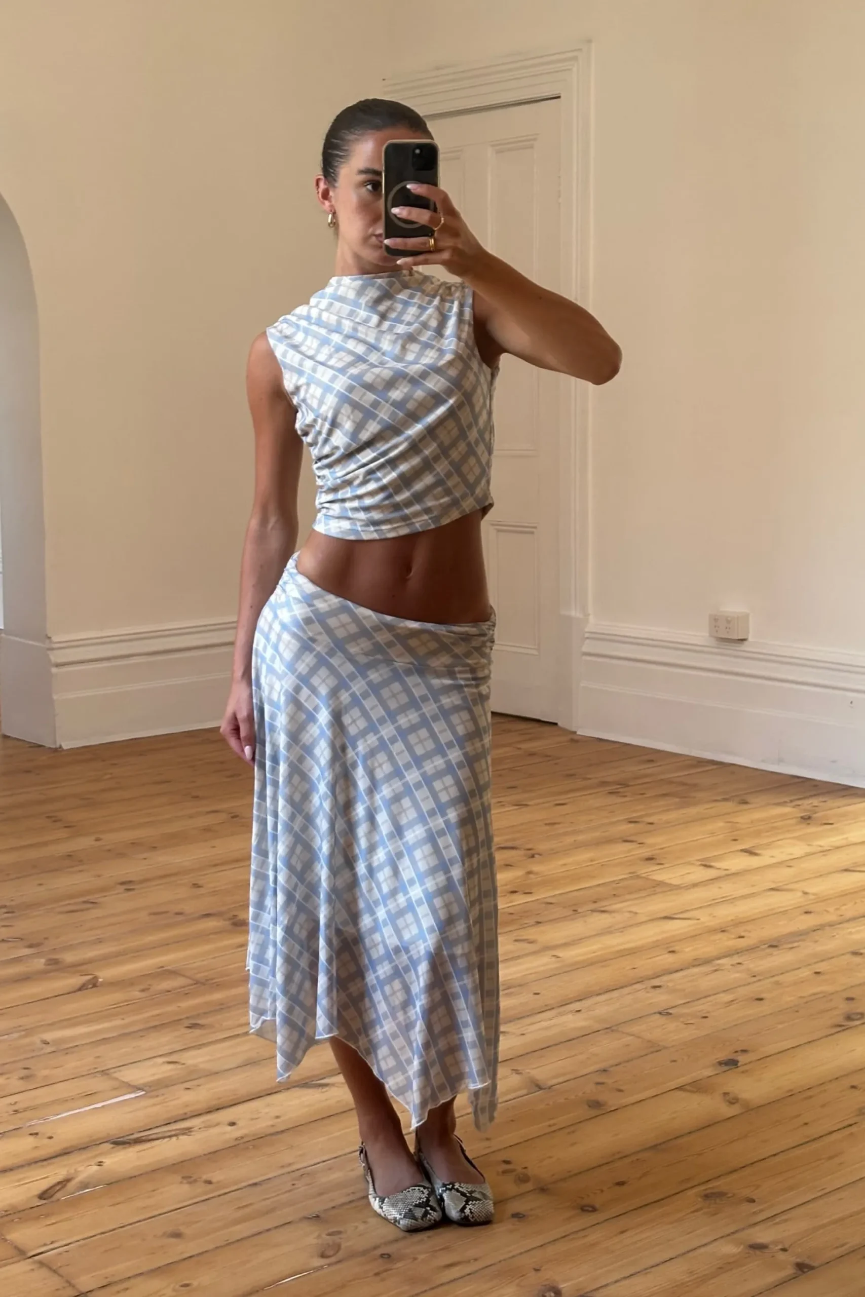 Tove Top Blue Check