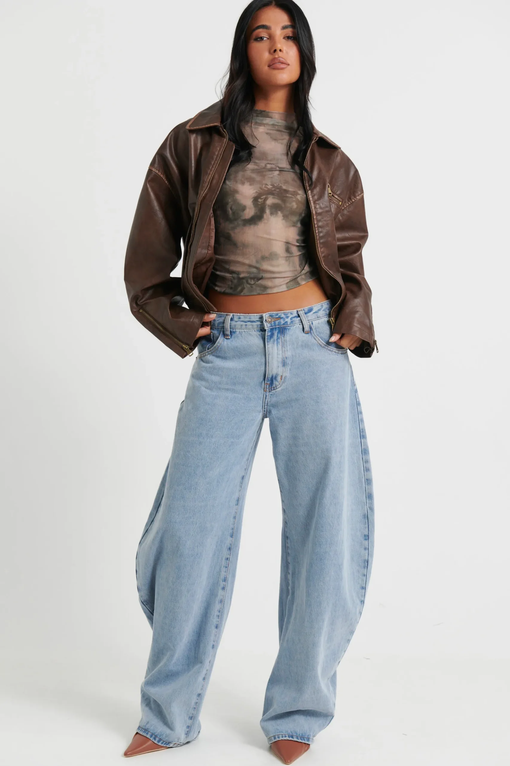Trista Biker Jacket Brown