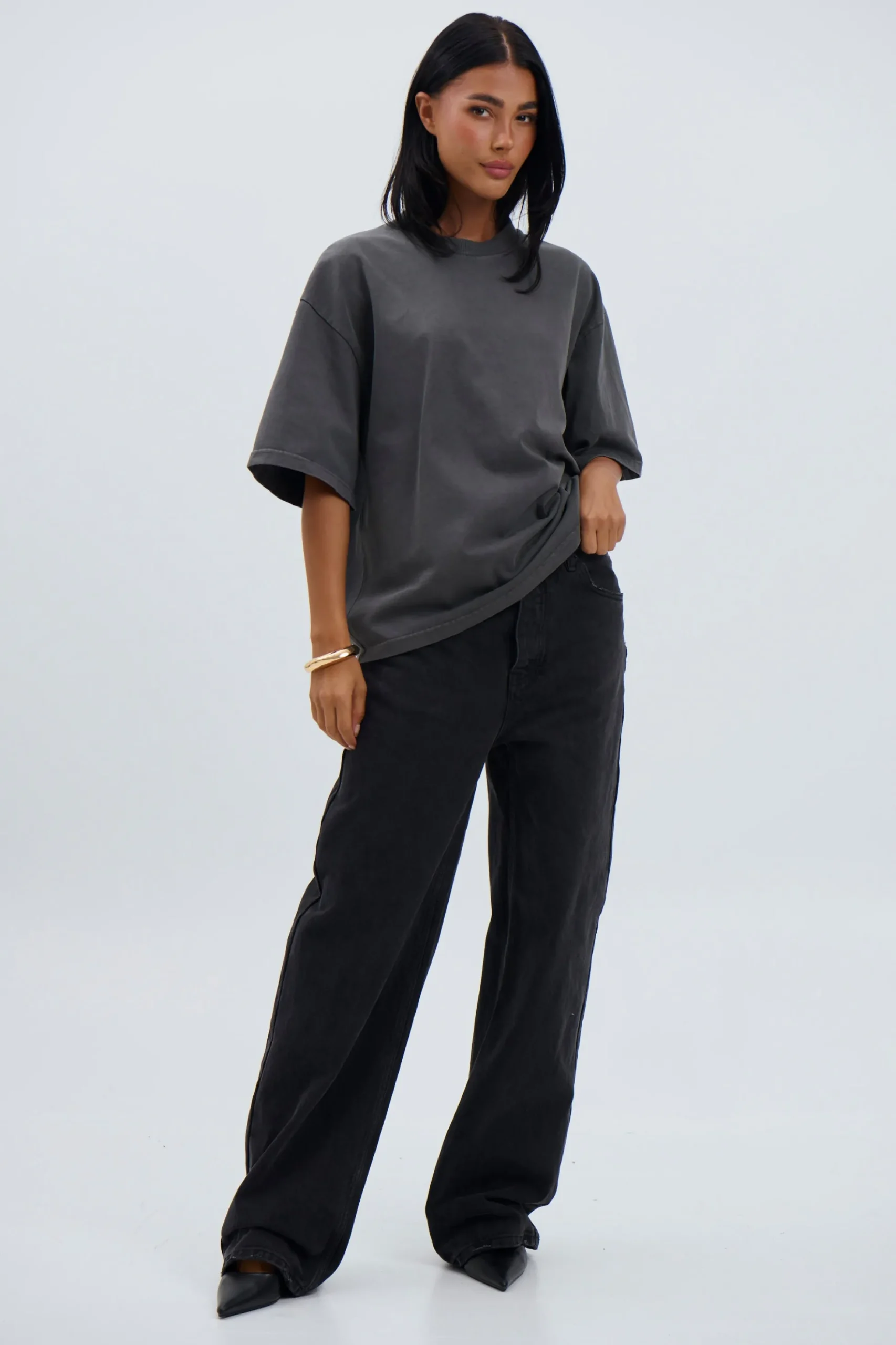 Unisex Emmett Box Tee Charcoal
