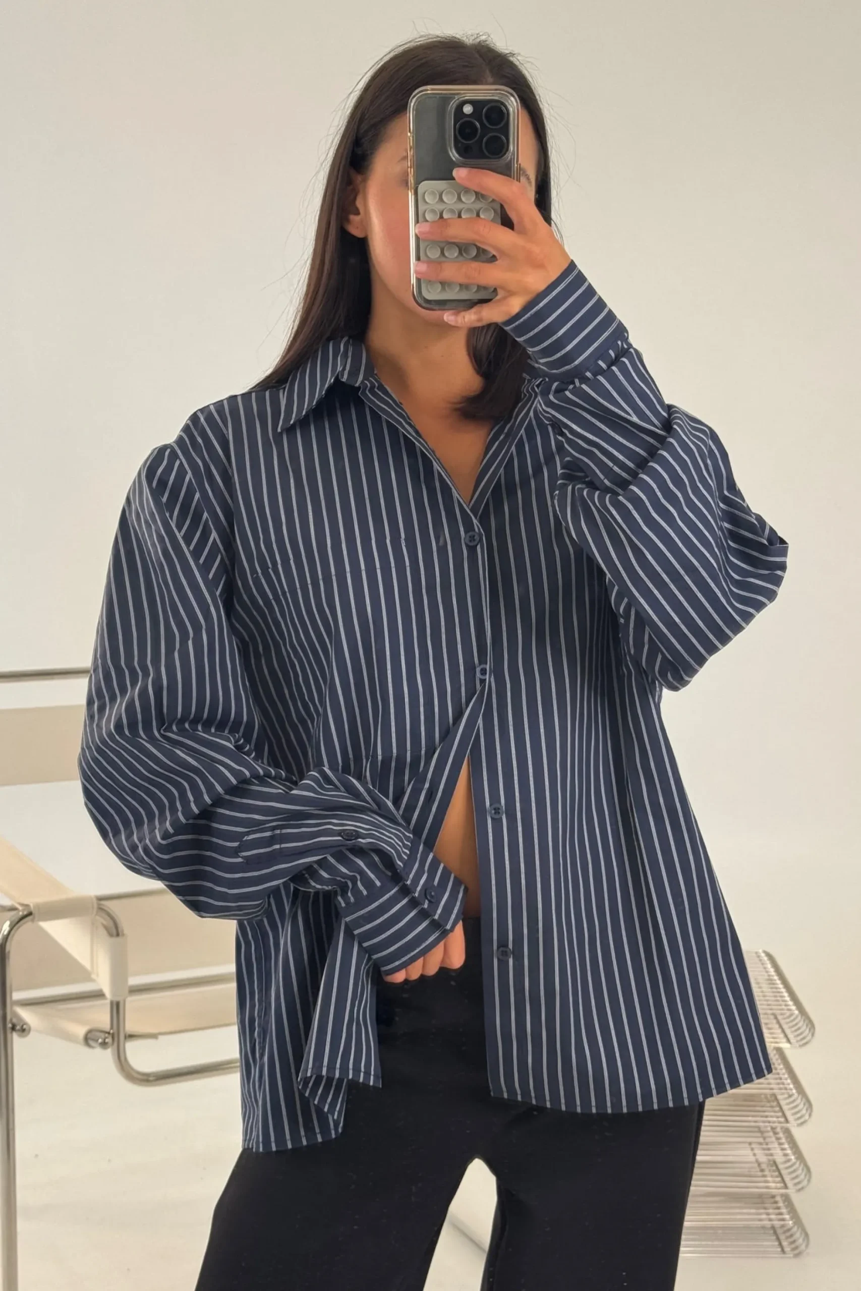Unisex Long Sleeve Box Shirt Navy
