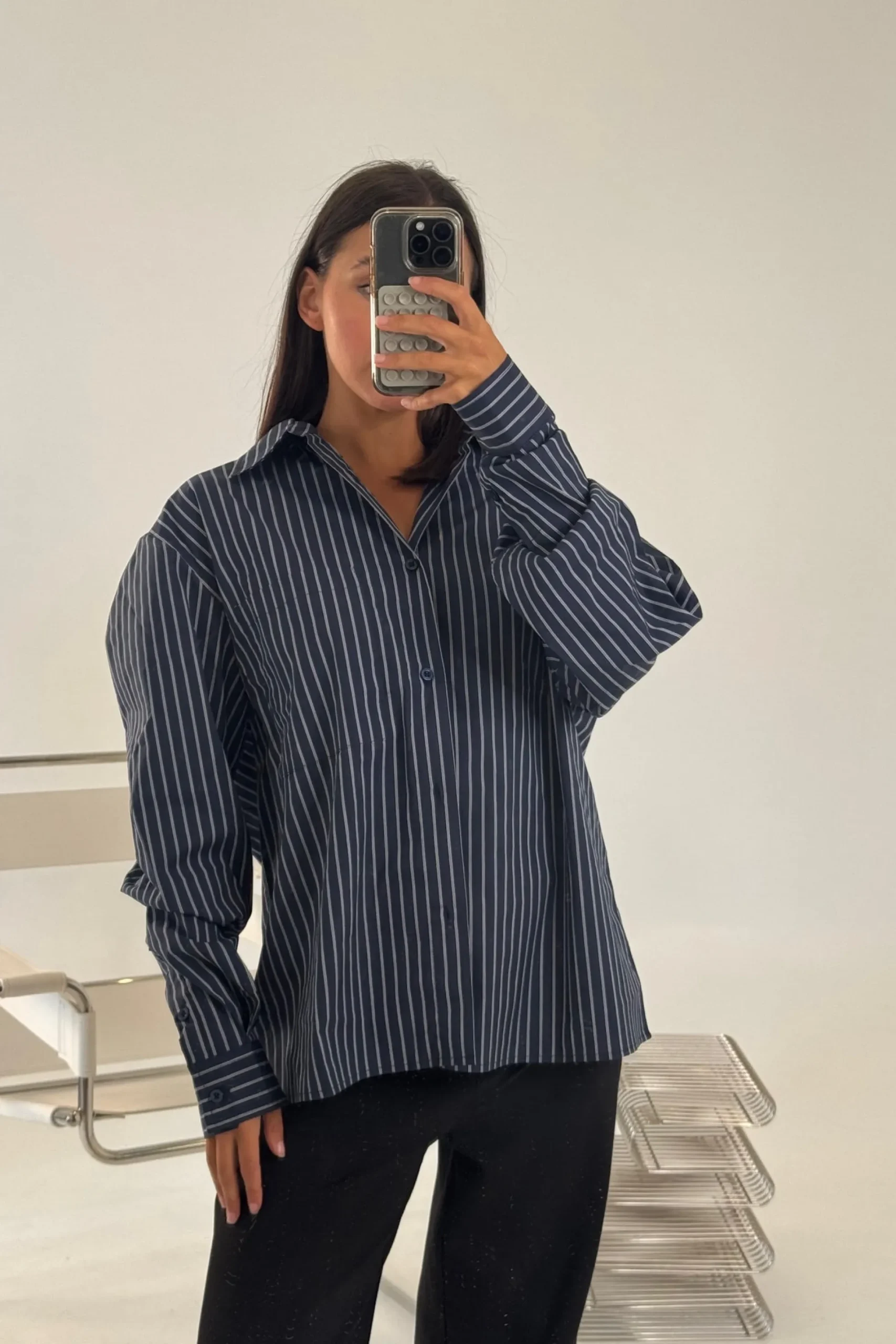 Unisex Long Sleeve Box Shirt Navy