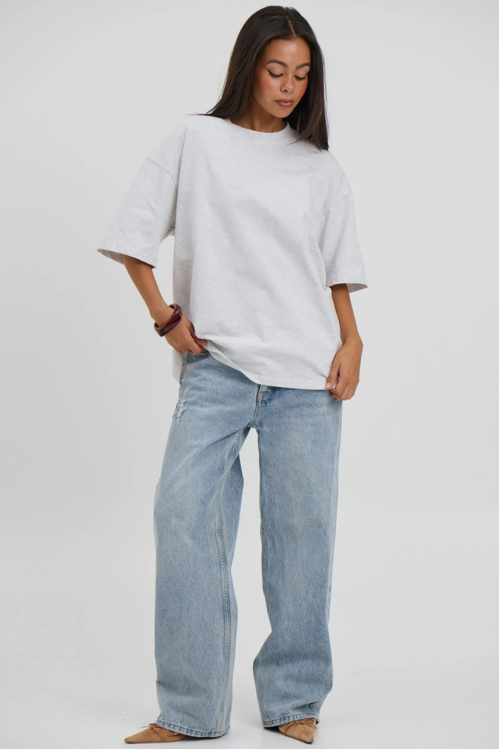 Unisex Midweight Signature Tee White Marle