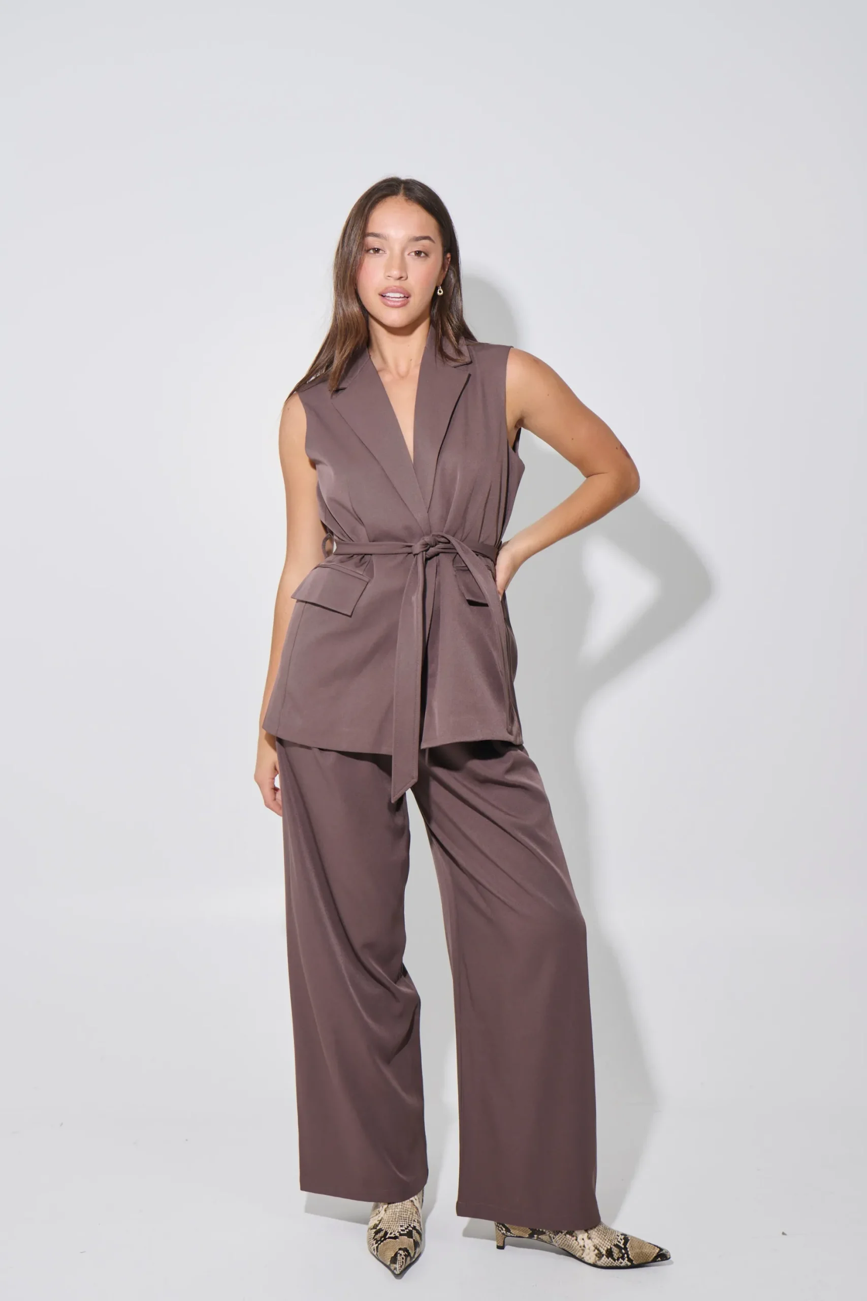 Vance Sleeveless Blazer Chocolate