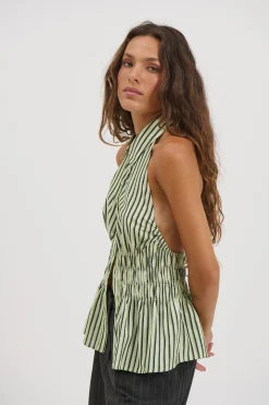 Vine Sleeveless Shirt Matcha